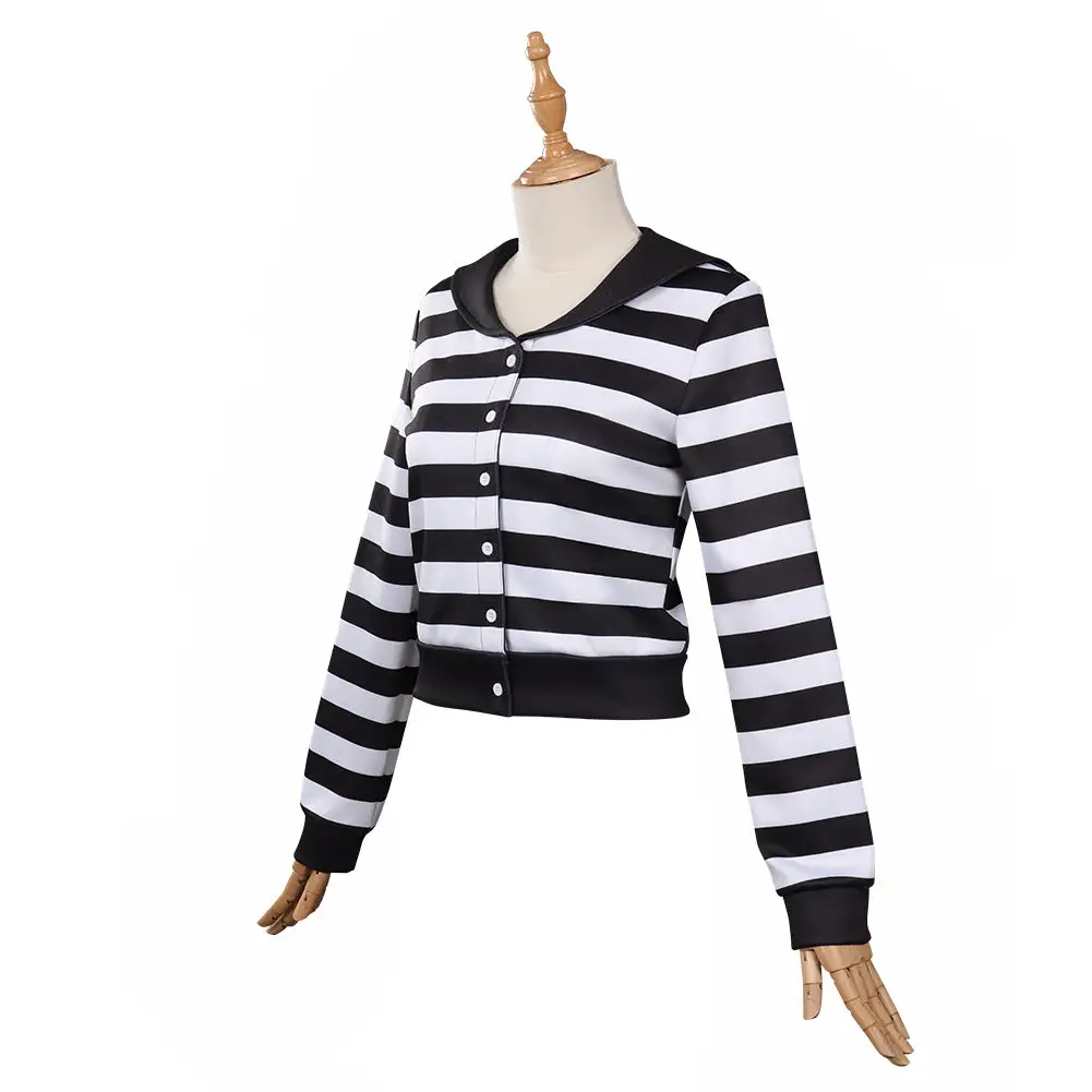Wednesday Addams Gestreifte Jacke Cosplay Halloween Karneval Outfits 3 Wednesday Addams Gestreifte Jacke Cosplay Halloween Karneval Outfits – Bild 3