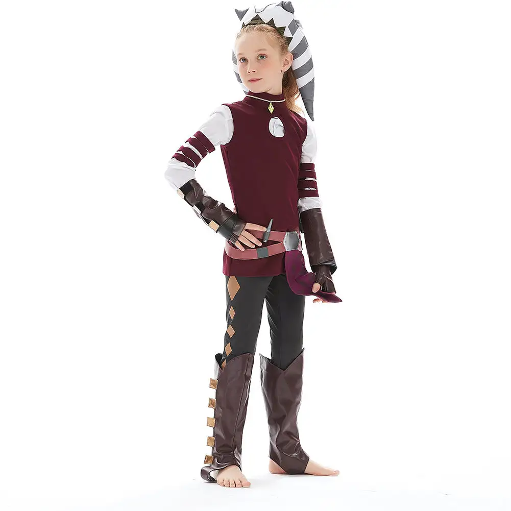 Kinder Ahsoka Tano Star Wars: The Clone Wars Cosplay Kostüm Halloween Karneval Outfits 2 Kinder Ahsoka Tano Star Wars: The Clone Wars Cosplay Kostüm Halloween Karneval Outfits – Bild 2