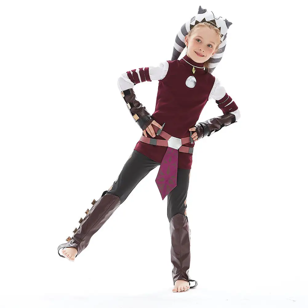 Kinder Ahsoka Tano Star Wars: The Clone Wars Cosplay Kostüm Halloween Karneval Outfits 3 Kinder Ahsoka Tano Star Wars: The Clone Wars Cosplay Kostüm Halloween Karneval Outfits – Bild 3