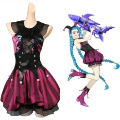 Arcane: League Of Legends Cosplay Jinx Kostüm Outfits Halloween Karneval Originell Clown Kleid Cossky®