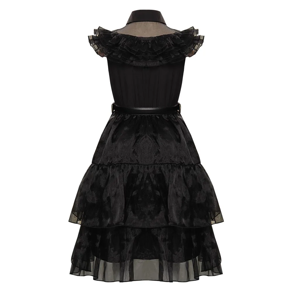 Kinder Mädchen Wednesday Addams Ballkleid Cosplay Halloween Karneval Kostüm 4 Kinder Mädchen Wednesday Addams Ballkleid Cosplay Halloween Karneval Kostüm – Bild 4
