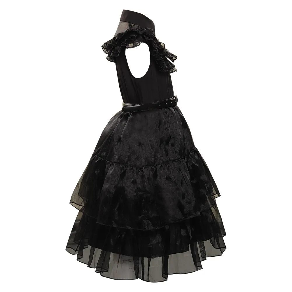 Kinder Mädchen Wednesday Addams Ballkleid Cosplay Halloween Karneval Kostüm 7 Kinder Mädchen Wednesday Addams Ballkleid Cosplay Halloween Karneval Kostüm – Bild 7
