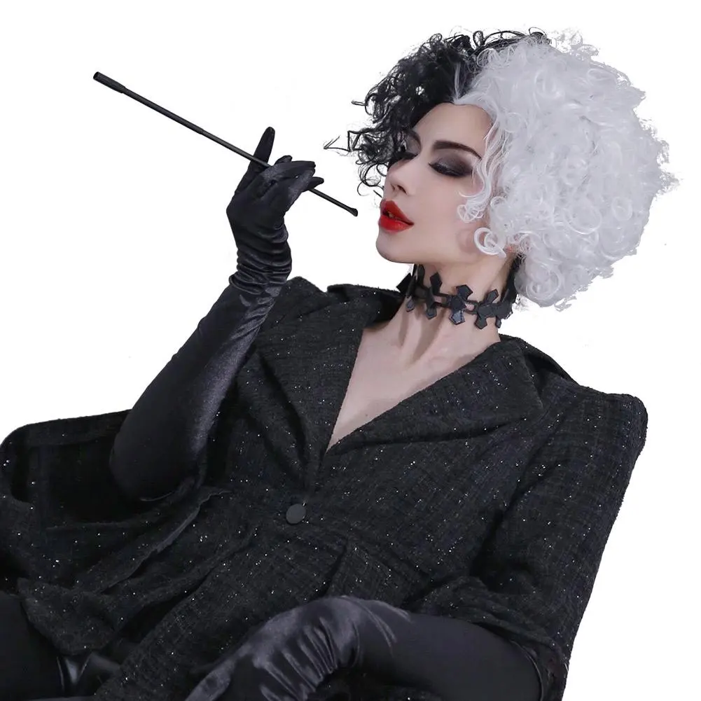 Cruella De Vil Emme Stone Schwarz Mantel Cosplay Kostüm Halloween Karneval Outfits 4 Cruella De Vil Emme Stone Schwarz Mantel Cosplay Kostüm Halloween Karneval Outfits – Bild 4
