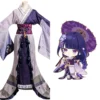 Genshin Impact Cosplay Raiden Shogun Kostüm Halloween Karneval Kimono