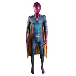 WandaVision -Vision 3D Druck Jumpsuit Mit Umhang Cosplay Kostüm Halloween Karneval Kostüm