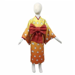 Kinder Demon Slayer Agatsuma Zenitsu Kostüm Kimono Cosplay Halloween Karneval Kostüme