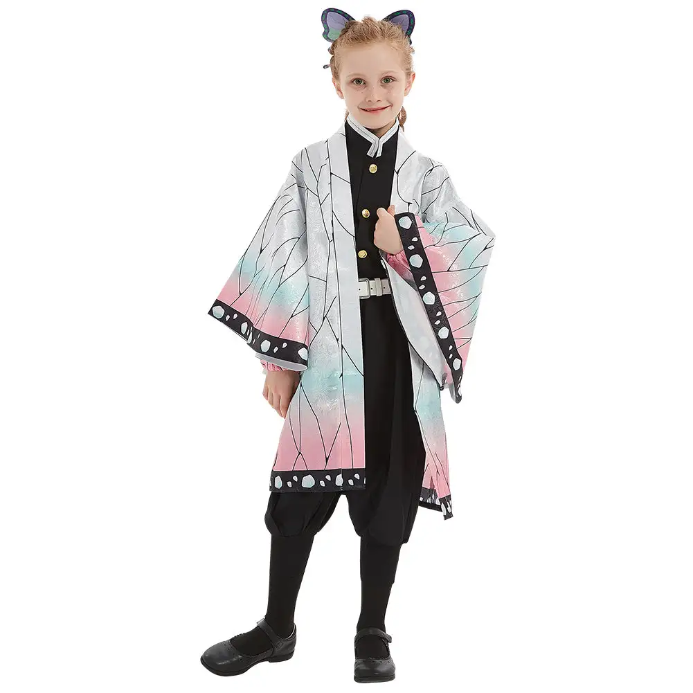 Mädchen Demon Slayer Kimetsu No Yaiba Kochou Shinobu Cosplay Kostüm Halloween Karneval Kostüm Set 2 Mädchen Demon Slayer Kimetsu No Yaiba Kochou Shinobu Cosplay Kostüm Halloween Karneval Kostüm Set – Bild 2