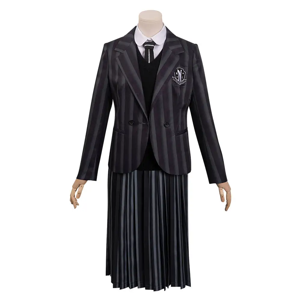 Kinder Wednesday Addams Cosplay Wednesday Kostüm Halloween Karneval Uniform 2 Kinder Wednesday Addams Cosplay Wednesday Kostüm Halloween Karneval Uniform – Bild 2