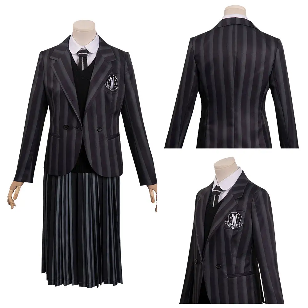 Kinder Wednesday Addams Cosplay Wednesday Kostüm Halloween Karneval Uniform 9 Kinder Wednesday Addams Cosplay Wednesday Kostüm Halloween Karneval Uniform – Bild 9