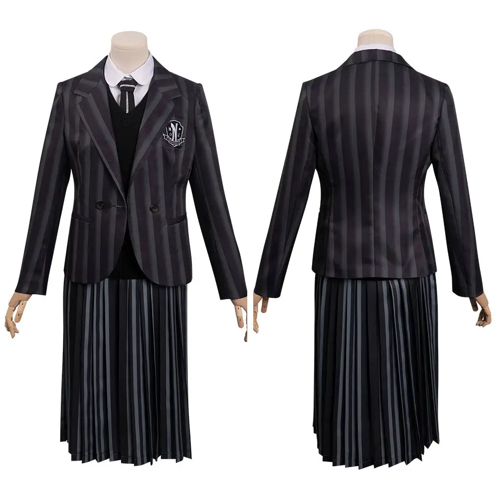Kinder Wednesday Addams Cosplay Wednesday Kostüm Halloween Karneval Uniform 1 Kinder Wednesday Addams Cosplay Wednesday Kostüm Halloween Karneval Uniform