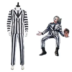 Adam Maitland Beetlejuice Cosplay Kostüm Herren Streifenanzug Outfits Halloween Karneval Kostüm