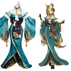 Hina/Gorou Genshin Impact Cosplay Kostüme Outfits Halloween Karneval Kleid