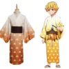 Demon Slayer Agatsuma Zenitsu Sommer Kimono Halloween Karneval Outfits