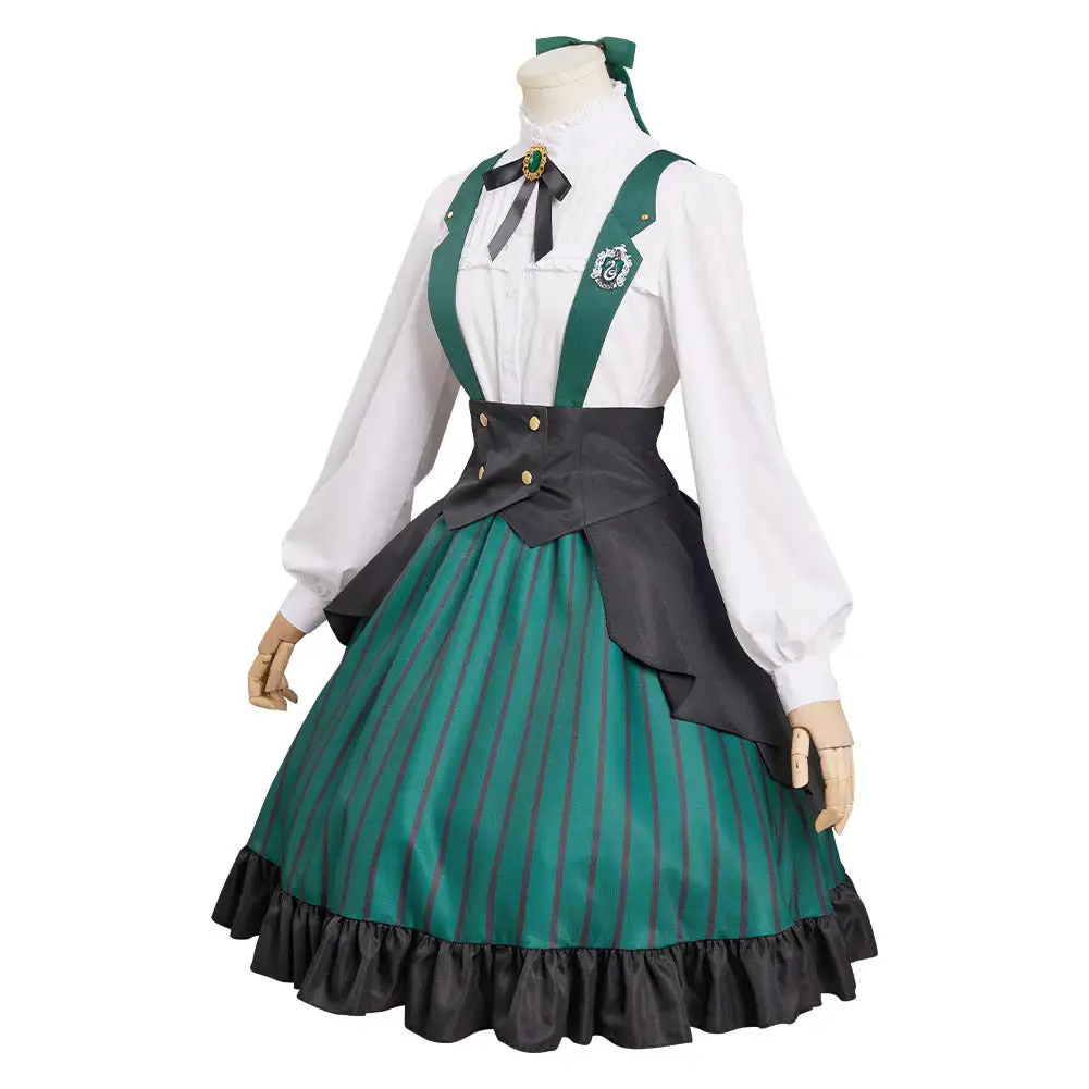 Harry Potter Slytherin Cosplay Kostüm Halloween Karneval Originell Lolita Kleid Cossky® 3 Harry Potter Slytherin Cosplay Kostüm Halloween Karneval Originell Lolita Kleid Cossky® – Bild 3