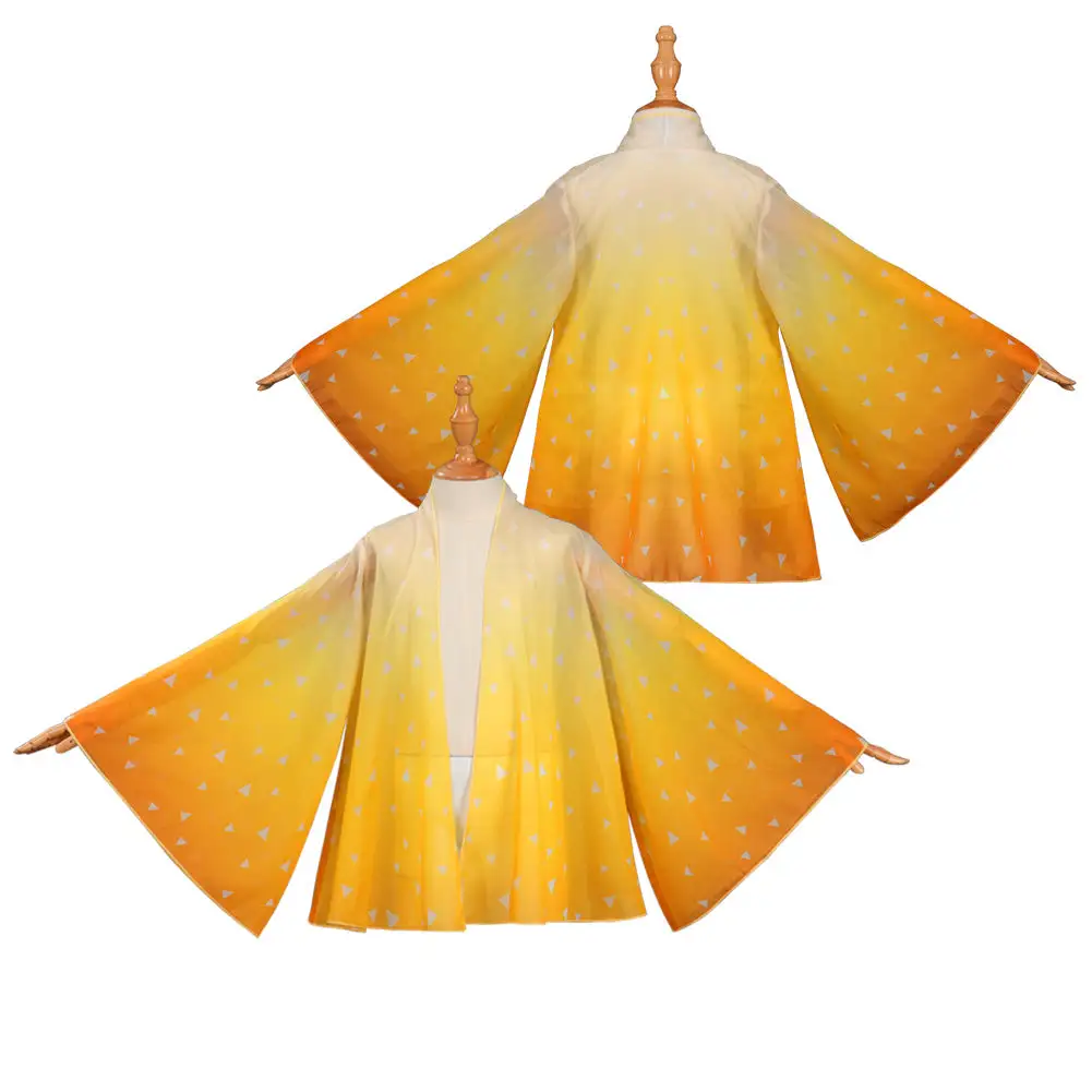 Kinder Demon Slayer Agatsuma Zenitsu Cosplay Cape Kimono Halloween Karneval Umhang 1 Kinder Demon Slayer Agatsuma Zenitsu Cosplay Cape Kimono Halloween Karneval Umhang