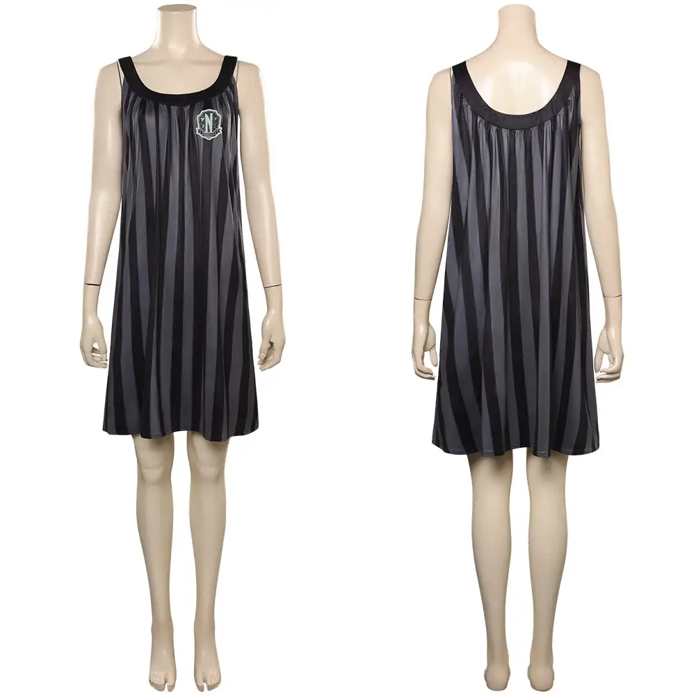 Wednesday Adams Cosplay Wednesday Kleid Halloween Karneval Einteiler 1 Wednesday Adams Cosplay Wednesday Kleid Halloween Karneval Einteiler