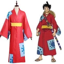One Piece Wano Country Monkey D. Luffy Kimono Cosplay Kostüm Outfits Halloween Karneval Suit