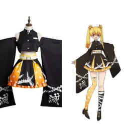 Demon Slayer Agatsuma Zenitsu Cosplay Kimono Halloween Karneval Damen Outfits Cossky®