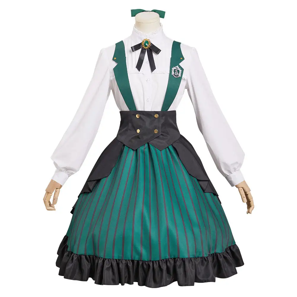 Harry Potter Slytherin Cosplay Kostüm Halloween Karneval Originell Lolita Kleid Cossky® 2 Harry Potter Slytherin Cosplay Kostüm Halloween Karneval Originell Lolita Kleid Cossky® – Bild 2