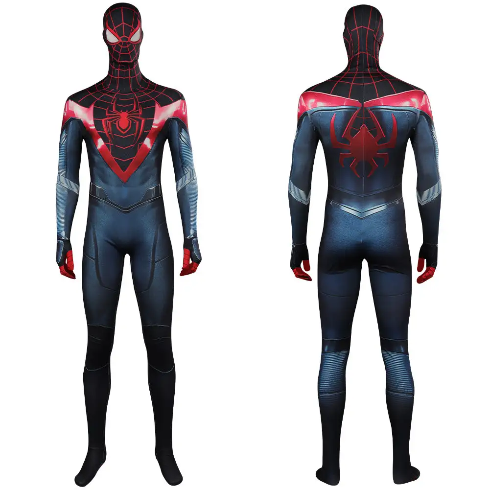 Spider-Man 2 Black Spider Overall Cosplay Jumpsuit Miles Morales Halloween Karmeval Outfits 1 Spider-Man 2 Black Spider Overall Cosplay Jumpsuit Miles Morales Halloween Karmeval Outfits